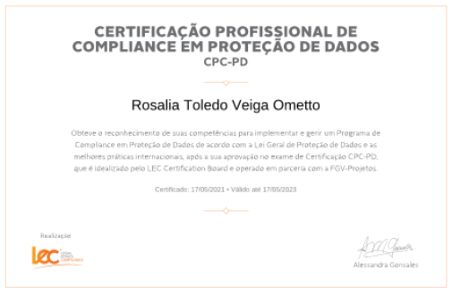 LEC Certificado CPC-PD Rosália Toledo Veiga Ometto